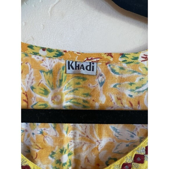 Khadi Long Yellow Boho Linen Dress NWT - Picture 3 of 8